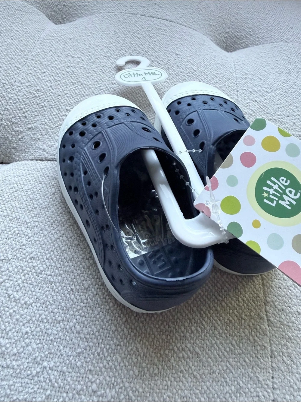 NWT Little Me navy blue/ white size 4 water shoes
